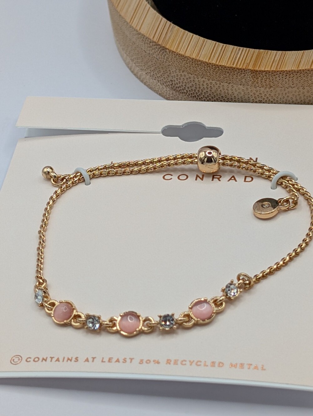 LC Conrad Women’s Gold-Tone Pink Stone Adjustable Bracelet